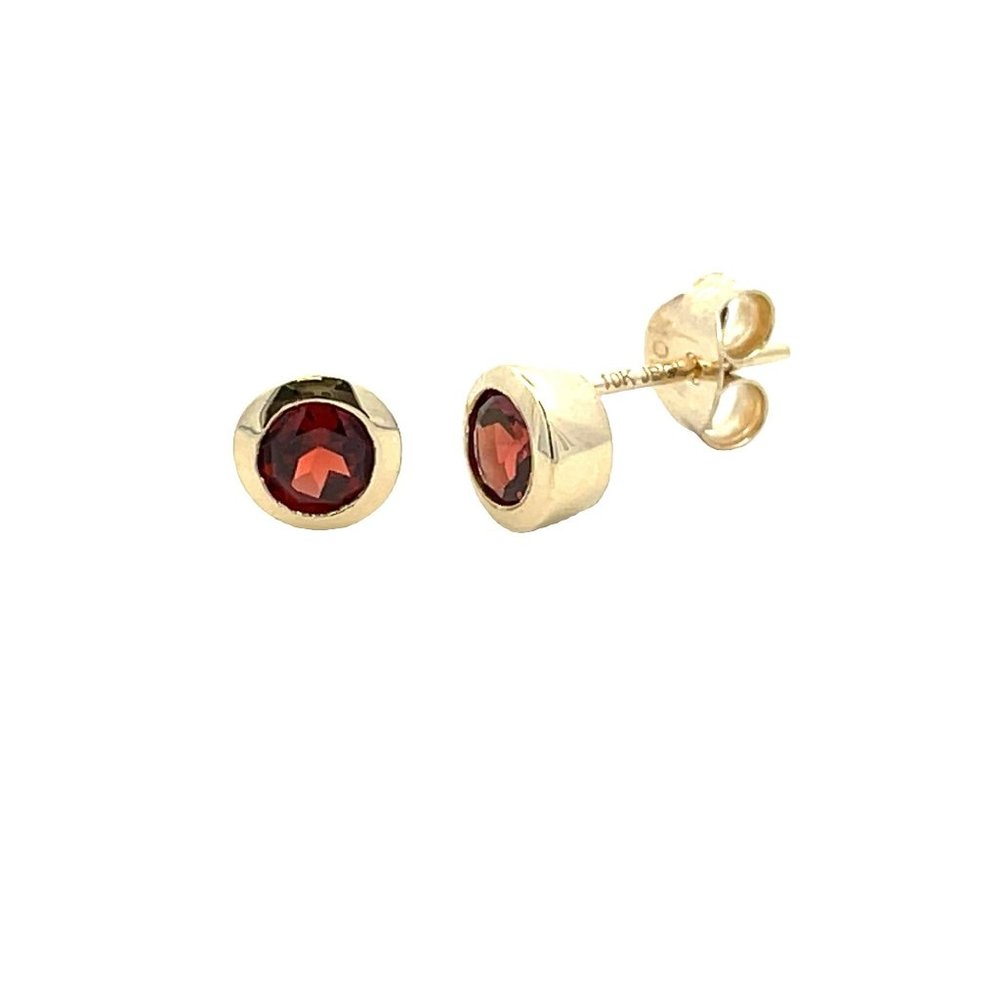 Natural .68ct Garnet Stud Earrings - 10kt Yellow Gold - NEW w/Box